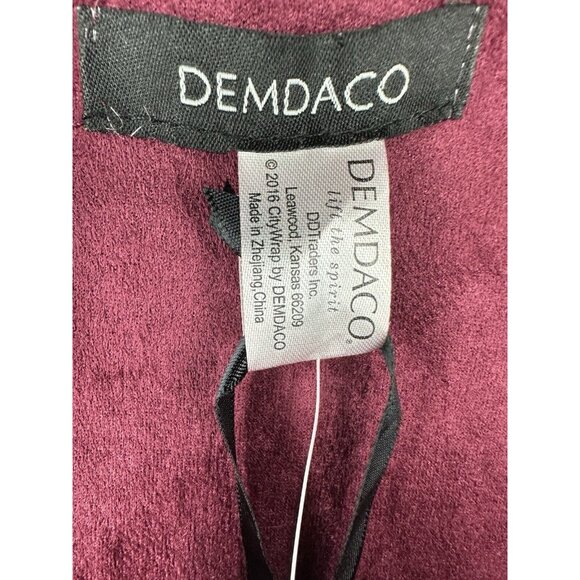 Demdaco Wine Red Suede Flowy Open Front Tunic Vest One Size - Picture 2 of 8